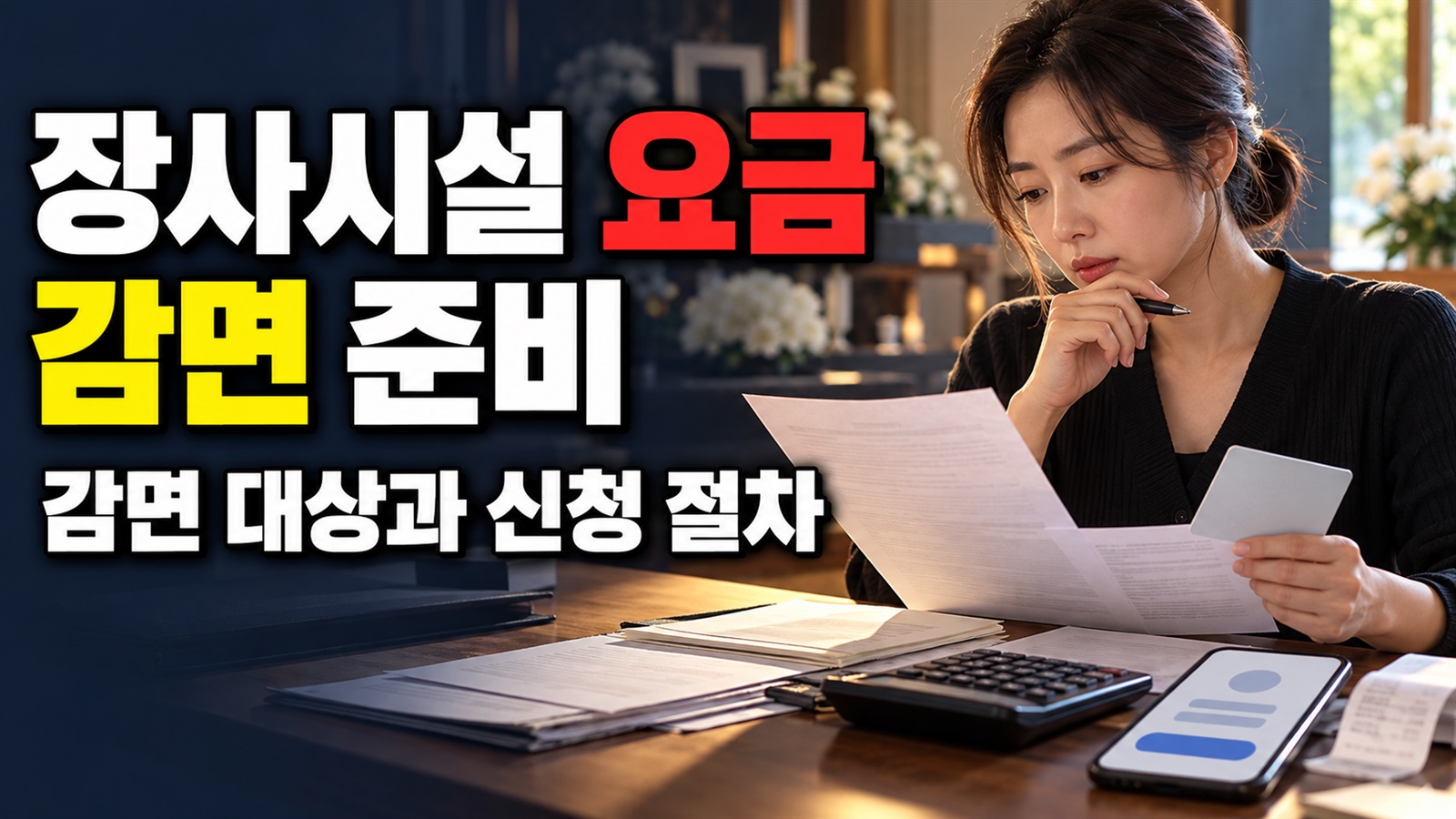 방문 전 무엇을 물어볼까, 울산하늘공원 감면 신청 준비에서 보는 장사시설 이용요금 감면 관련 핵심 정보를 상징적으로 보여주는 썸네일 이미지