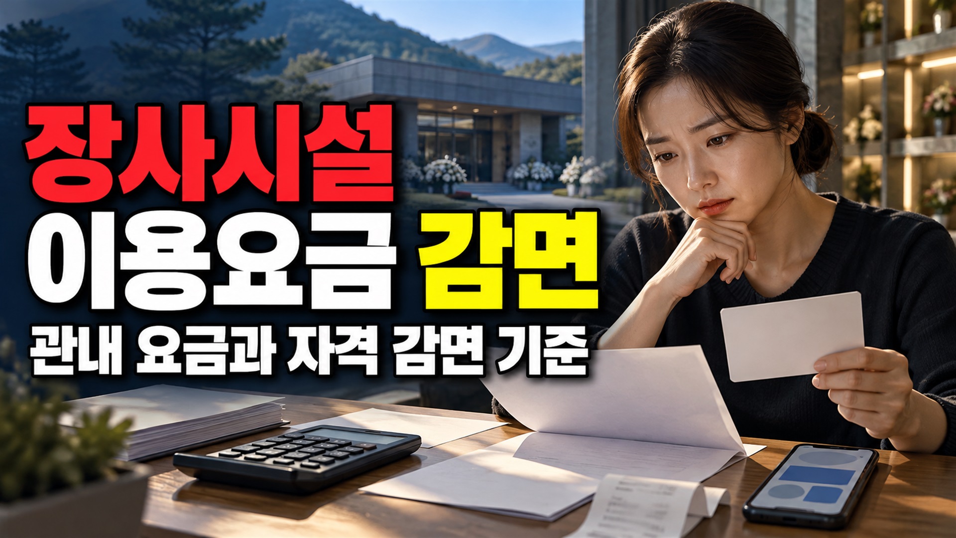관내 요금과 자격 감면은 어떻게 다를까? 울산하늘공원 사용료 구분 · 장사시설 이용요금 감면 기준 관련 핵심 정보를 상징적으로 보여주는 썸네일 이미지