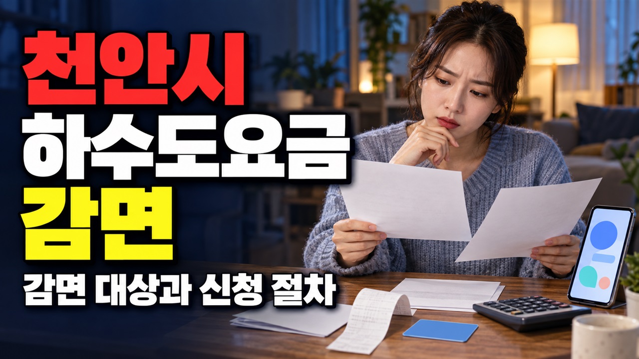 월 정액과 사용량 기준, 천안시 하수도요금 감면은 어떻게 다를까? 관련 핵심 정보를 상징적으로 보여주는 썸네일 이미지