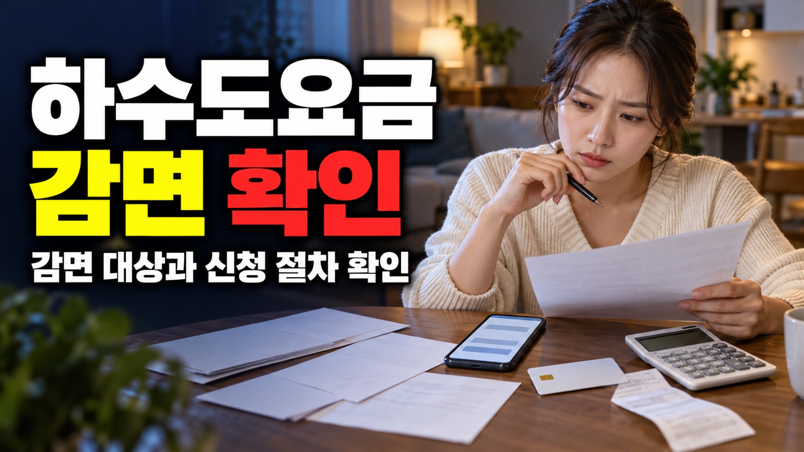 하수도요금 감면 관련 핵심 정보를 상징적으로 보여주는 썸네일 이미지