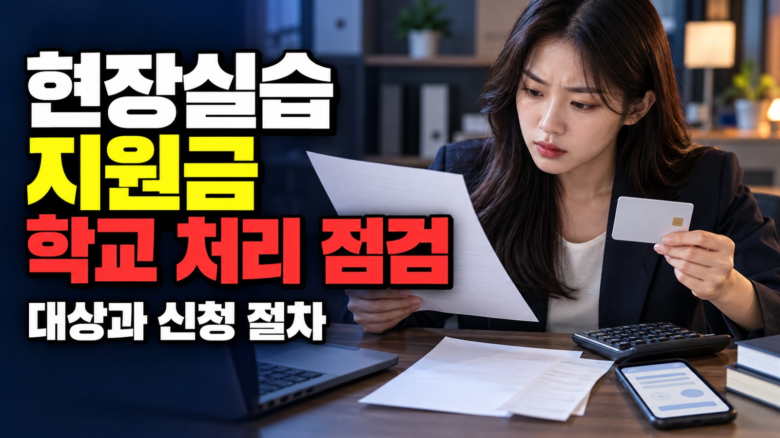 최초신청만 했다면, 현장실습 지원금 최종신청 전 학교 처리부터 점검 관련 핵심 정보를 상징적으로 보여주는 썸네일 이미지