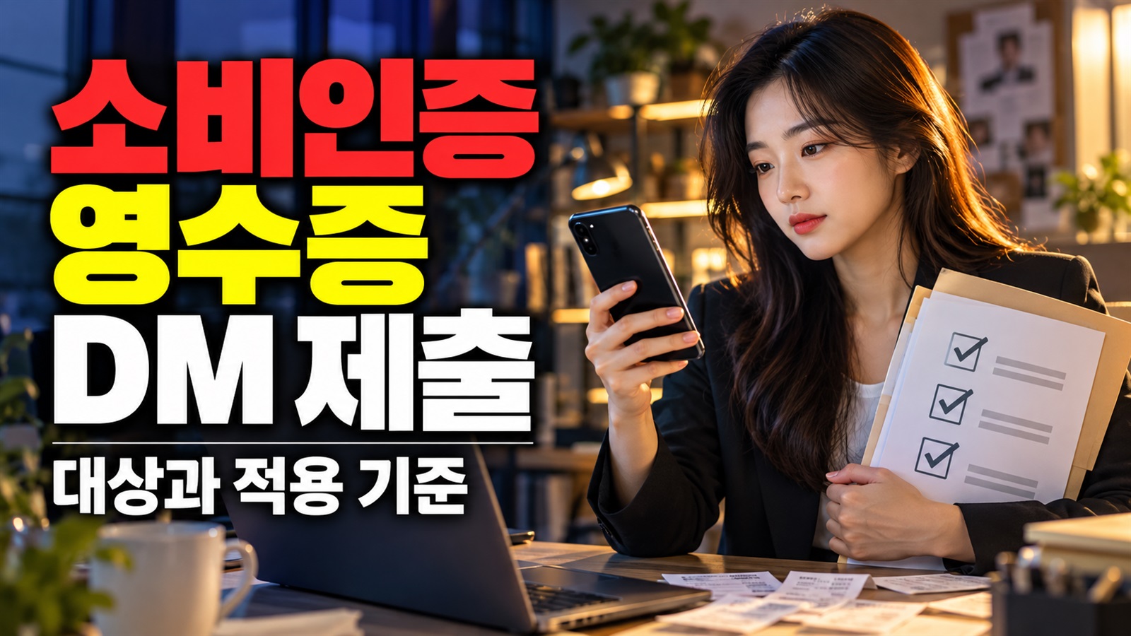 응모 후 게시물을 지웠다면? 발표까지 유지해야 하는 코그페 소비인증 조건 · 코리아 그랜드 페스티벌 소비인증 영수증 DM 제출 기준 관련 핵심 정보를 상징적으로 보여주는 썸네일 이미지