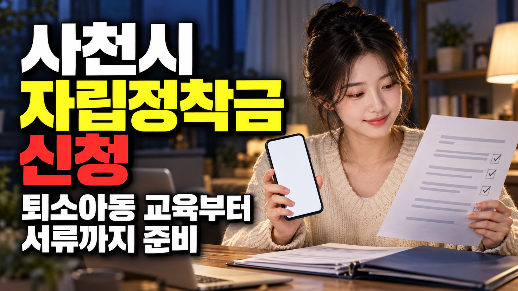 교육부터 서류까지 준비하는 사천시 퇴소아동 자립정착금 신청 관련 핵심 정보를 상징적으로 보여주는 썸네일 이미지
