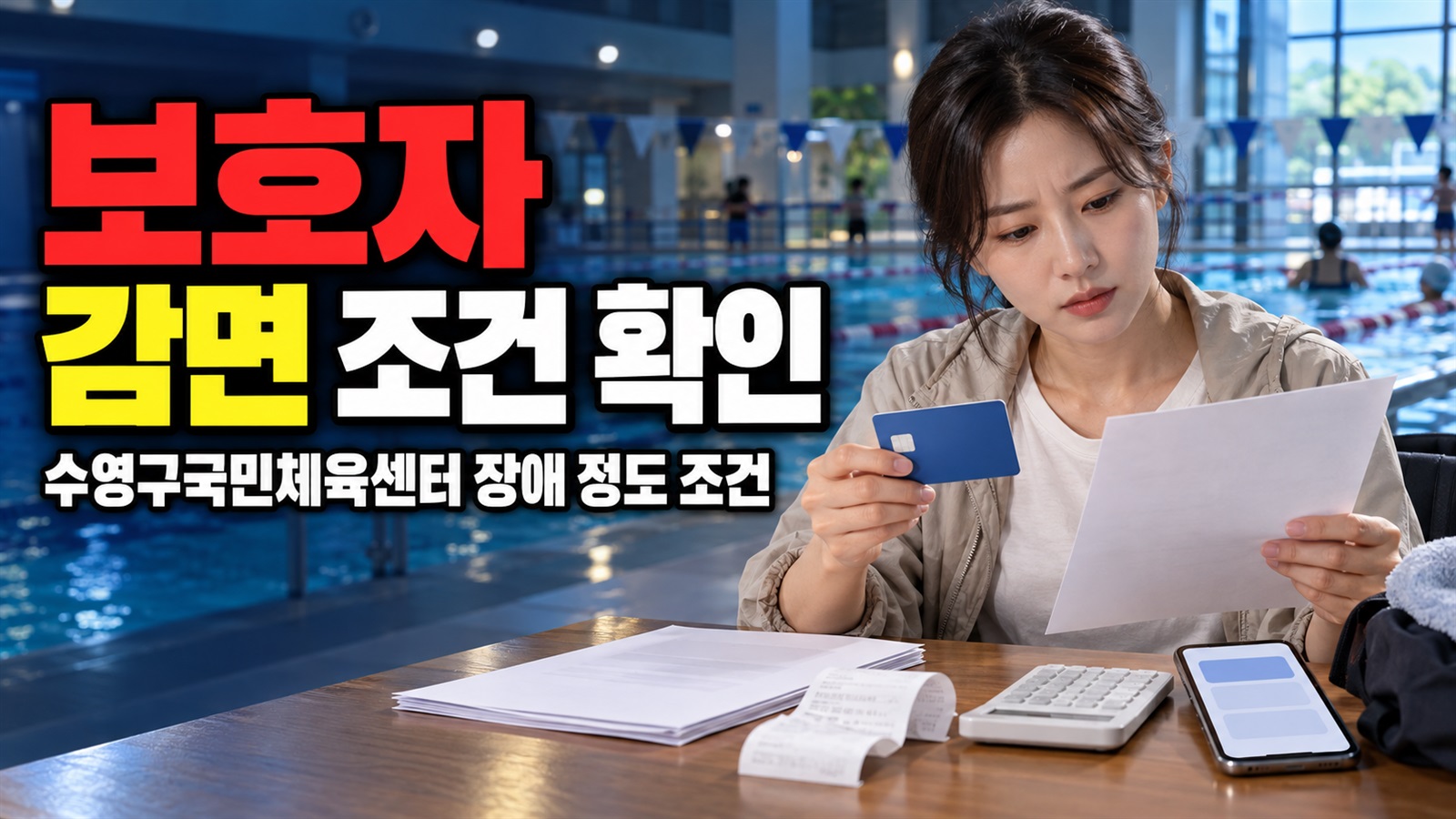 동행 보호자도 50% 감면 대상일까? 수영구국민체육센터 장애 정도 조건 관련 핵심 정보를 상징적으로 보여주는 썸네일 이미지