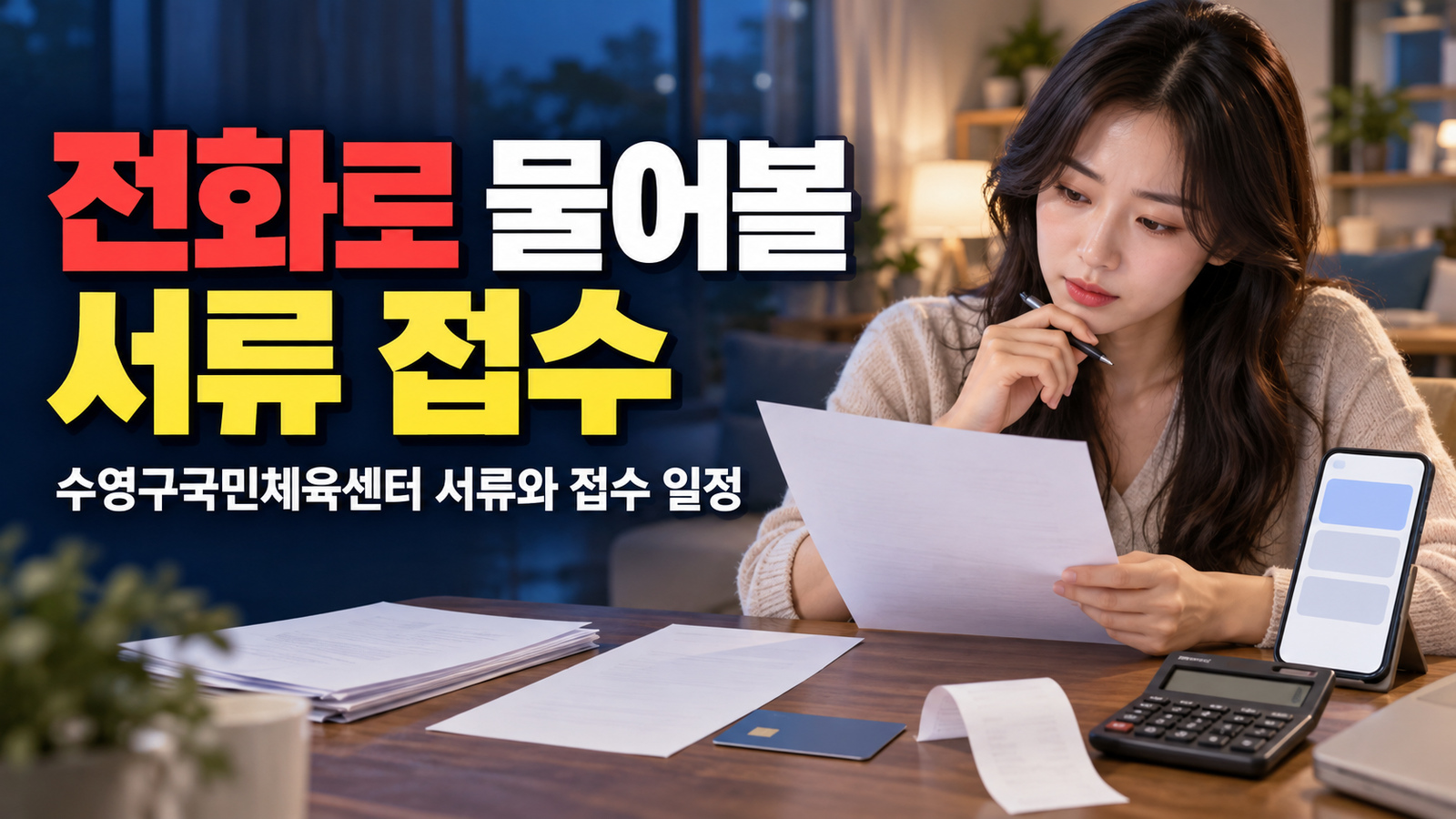 방문 전 전화로 물어볼 서류와 접수 일정: 수영구국민체육센터 감면 신청 관련 핵심 정보를 상징적으로 보여주는 썸네일 이미지