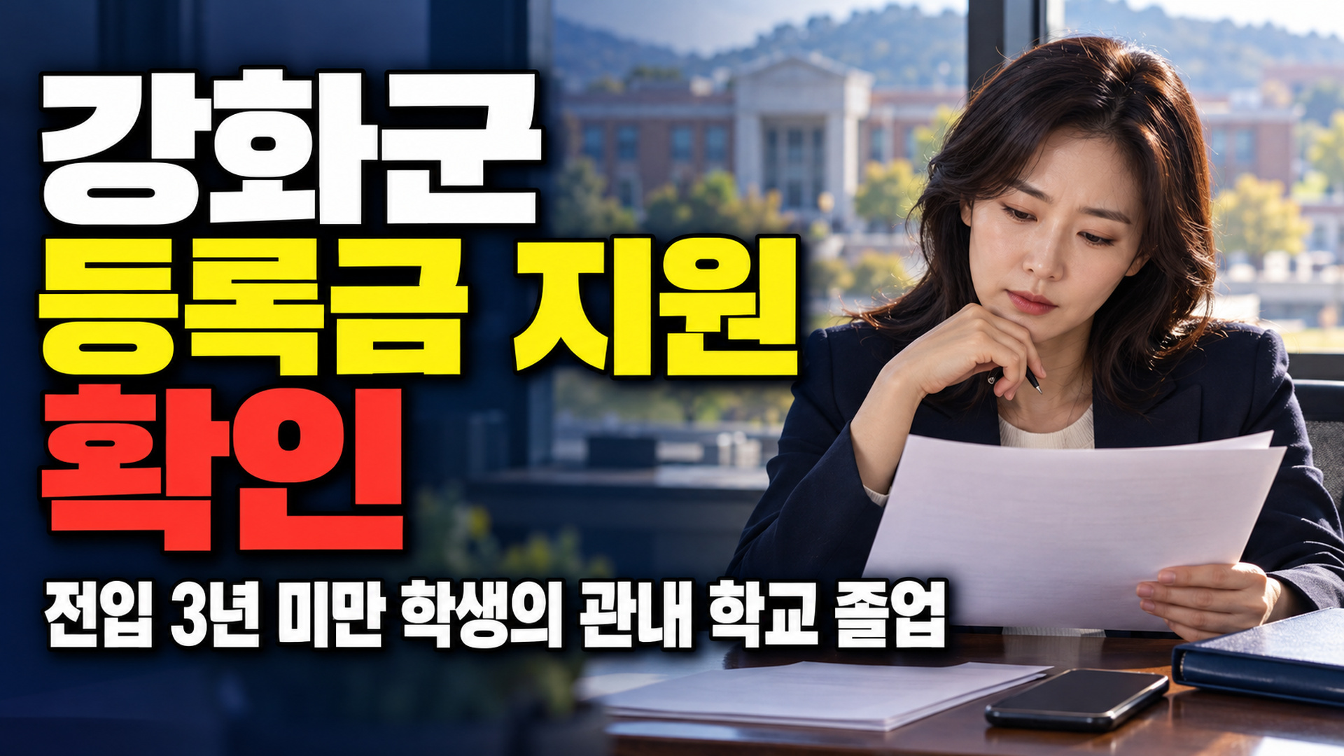 학생도 전입 3년 미만이라면? 강화군 등록금 지원의 관내 학교 졸업 요건 관련 핵심 정보를 상징적으로 보여주는 썸네일 이미지