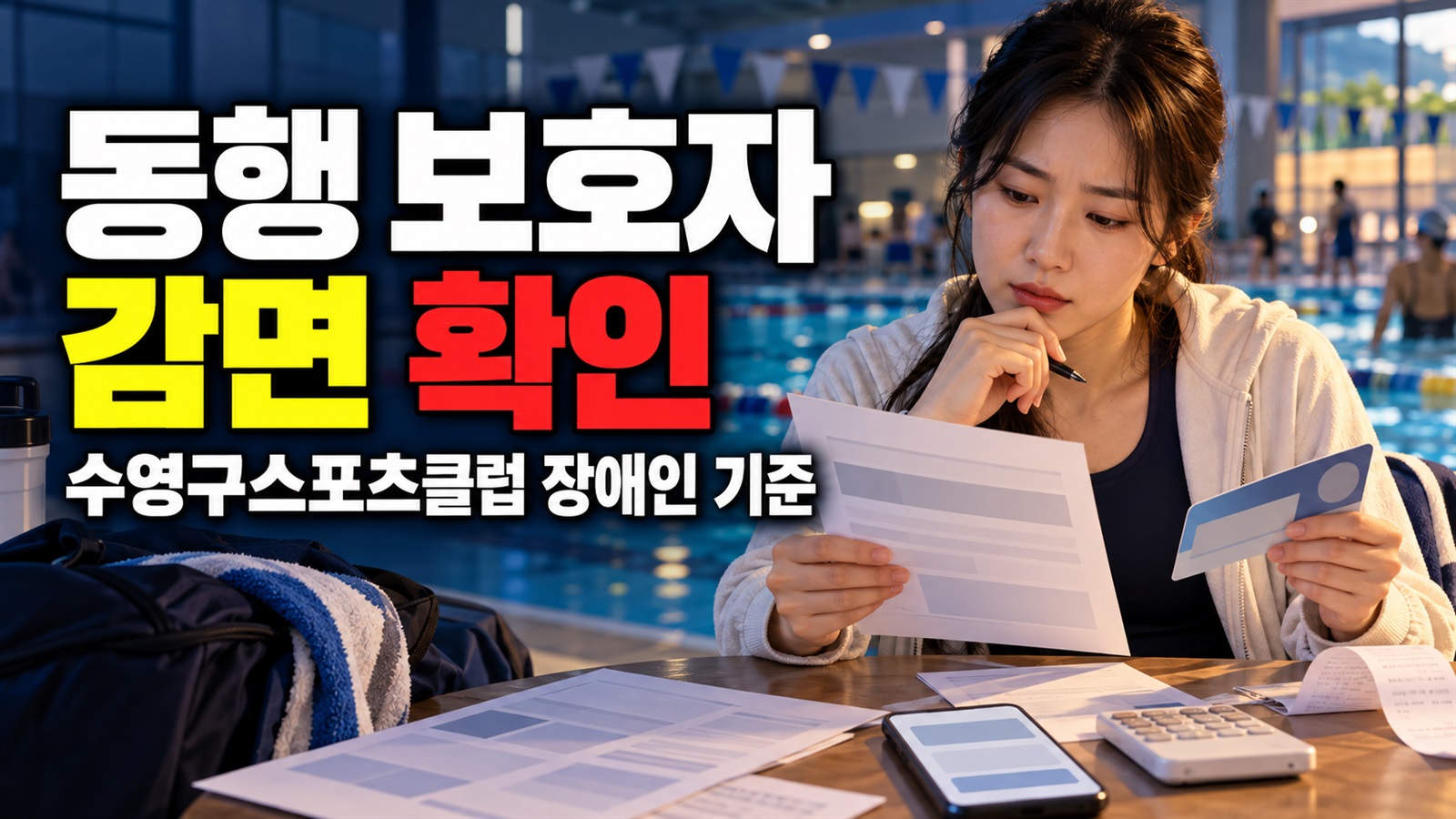 동행 보호자 1명도 50% 감면 대상일까? 수영구스포츠클럽 장애인 기준 관련 핵심 정보를 상징적으로 보여주는 썸네일 이미지