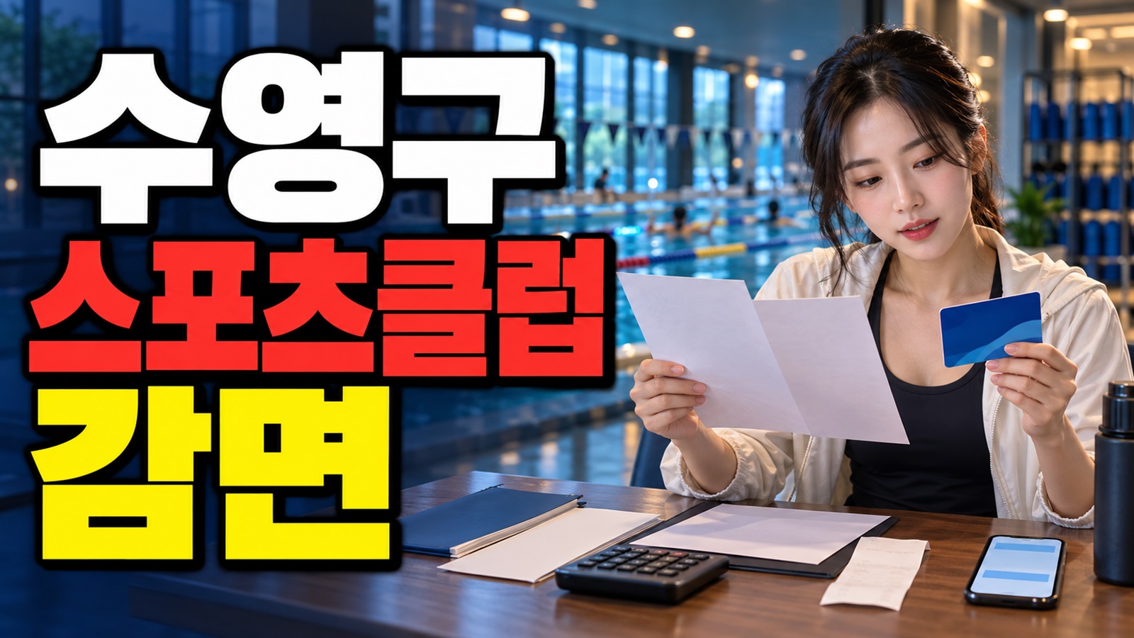 30%와 50% 자격이 겹칠 때, 수영구스포츠클럽 감면은 높은 할인율 적용 관련 핵심 정보를 상징적으로 보여주는 썸네일 이미지