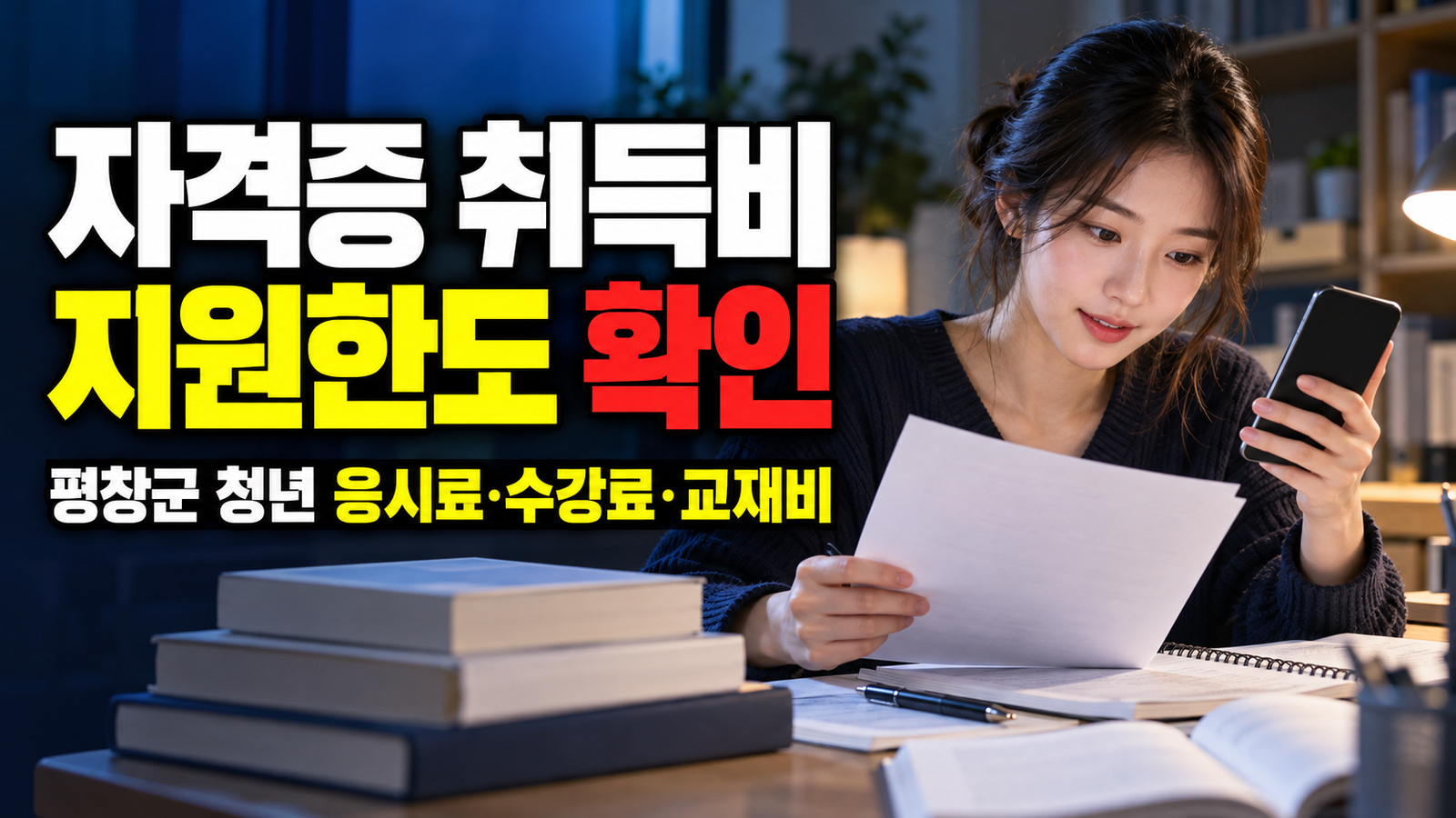 응시료·수강료·교재비, 평창군 청년 자격증 취득비 지원 한도는 합쳐서 얼마? 관련 핵심 정보를 상징적으로 보여주는 썸네일 이미지
