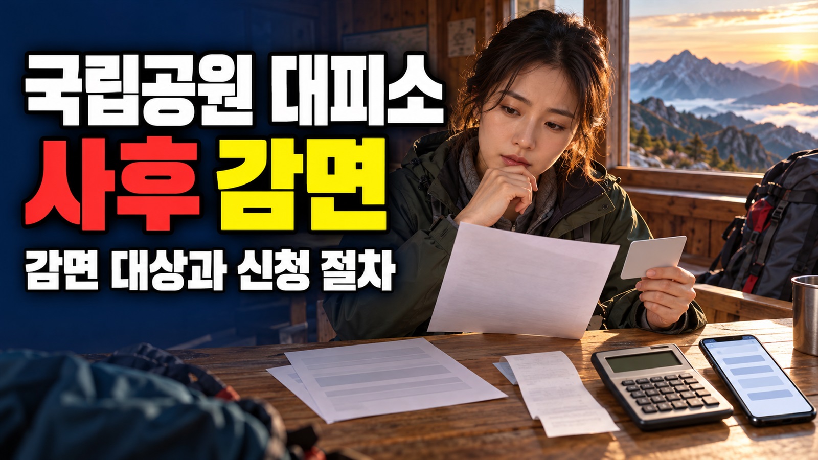 퇴실 뒤에는 신청 불가, 국립공원 대피소 사후감면의 시간 제한 관련 핵심 정보를 상징적으로 보여주는 썸네일 이미지
