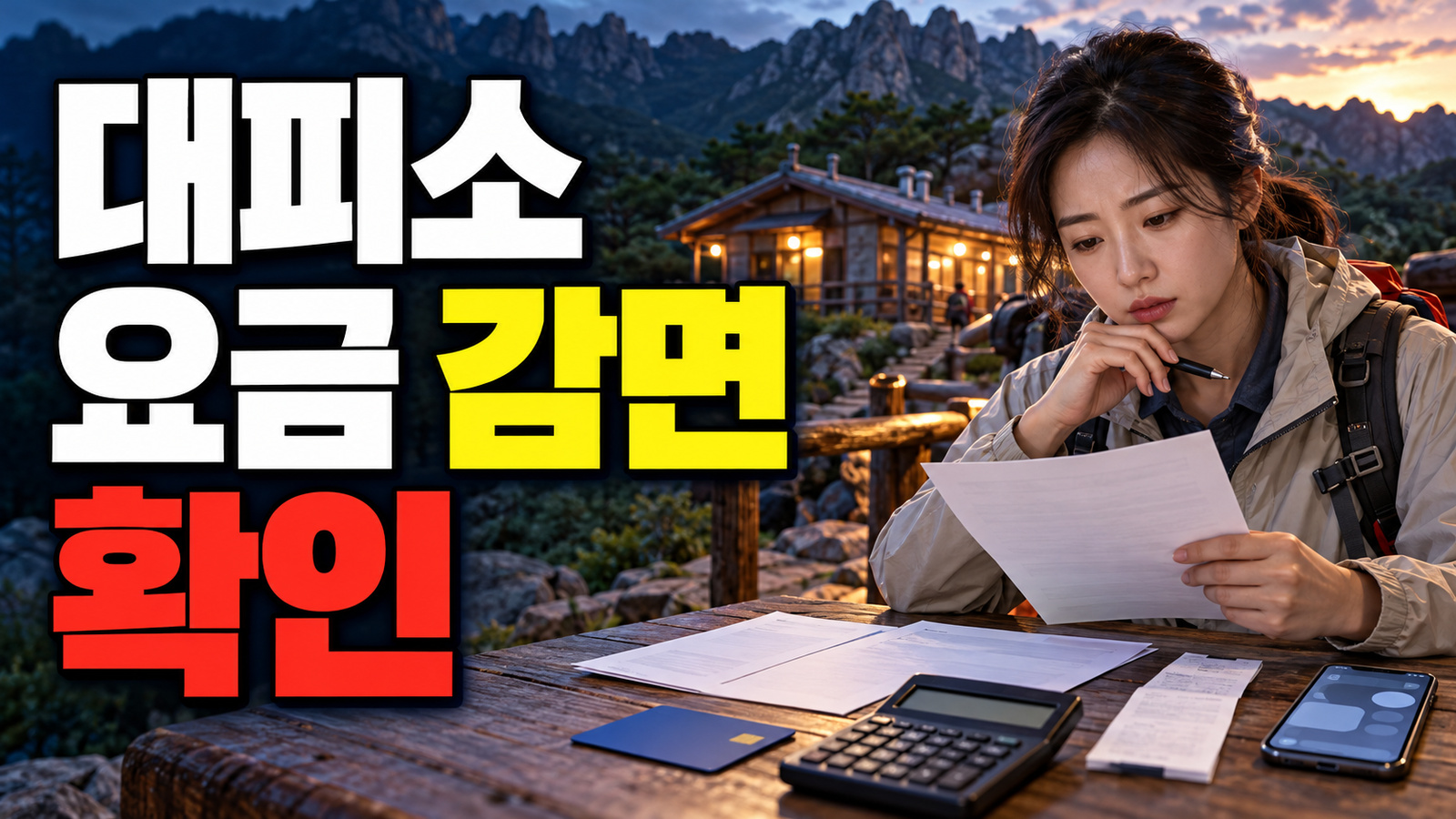 국립공원 이용요금 감면(대피소) 관련 핵심 정보를 상징적으로 보여주는 썸네일 이미지