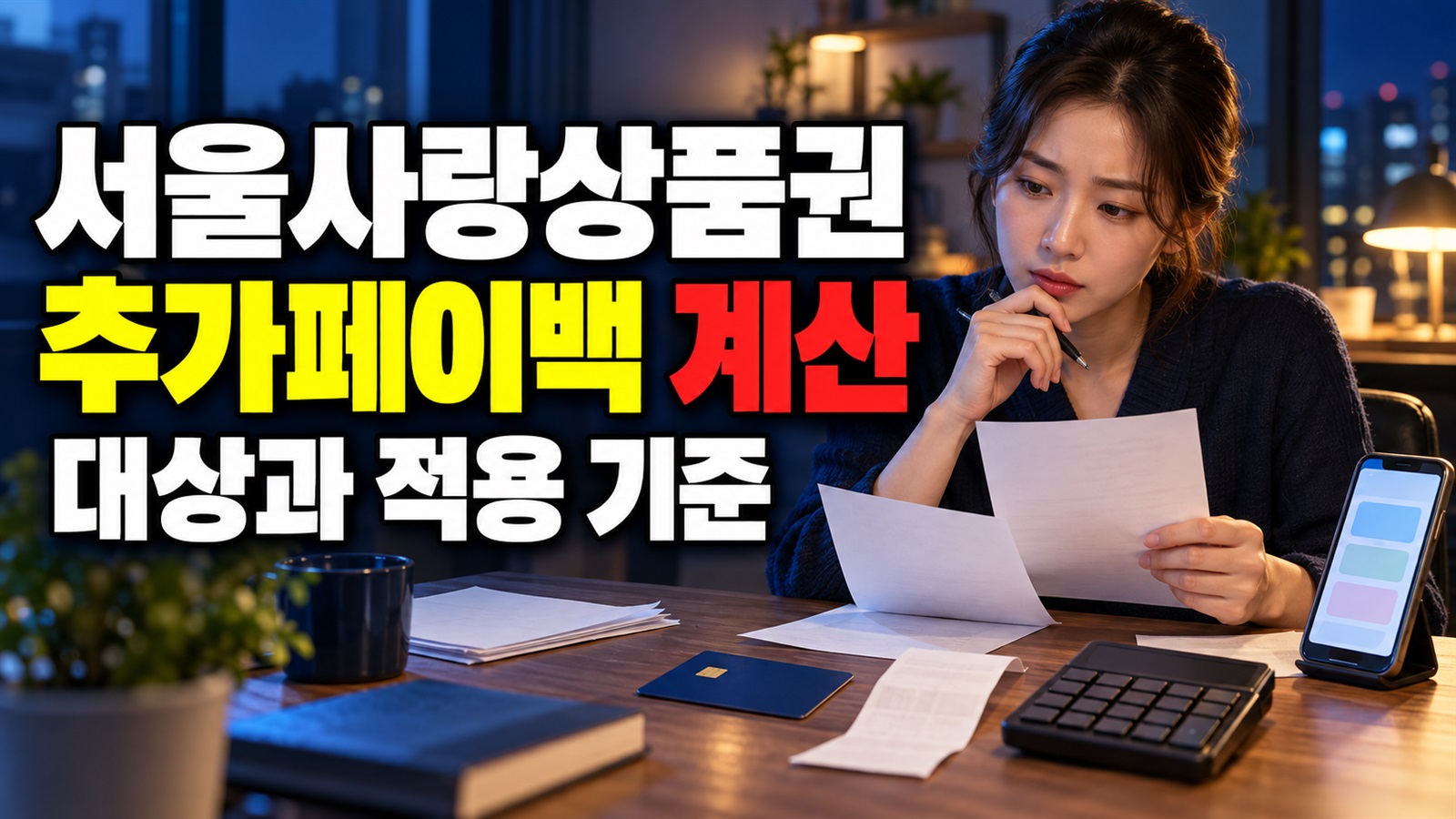 같은 10만 원 결제인데 혜택이 다르다? 서울사랑상품권 추가 페이백 계산 관련 핵심 정보를 상징적으로 보여주는 썸네일 이미지