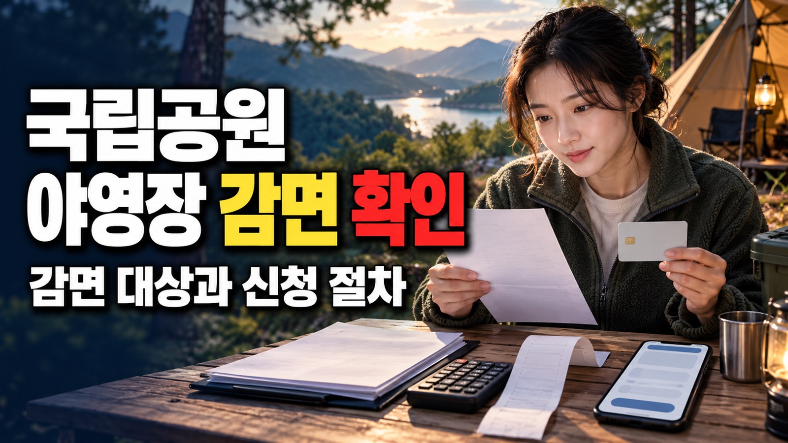 두 자녀 가정·지역주민도 받을까? 국립공원 야영장 10% 감면 증빙 관련 핵심 정보를 상징적으로 보여주는 썸네일 이미지