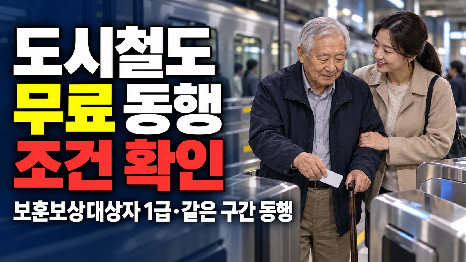보호자도 무료일까? 보훈보상대상자 도시철도 동행은 1급·같은 구간 조건 관련 핵심 정보를 상징적으로 보여주는 썸네일 이미지