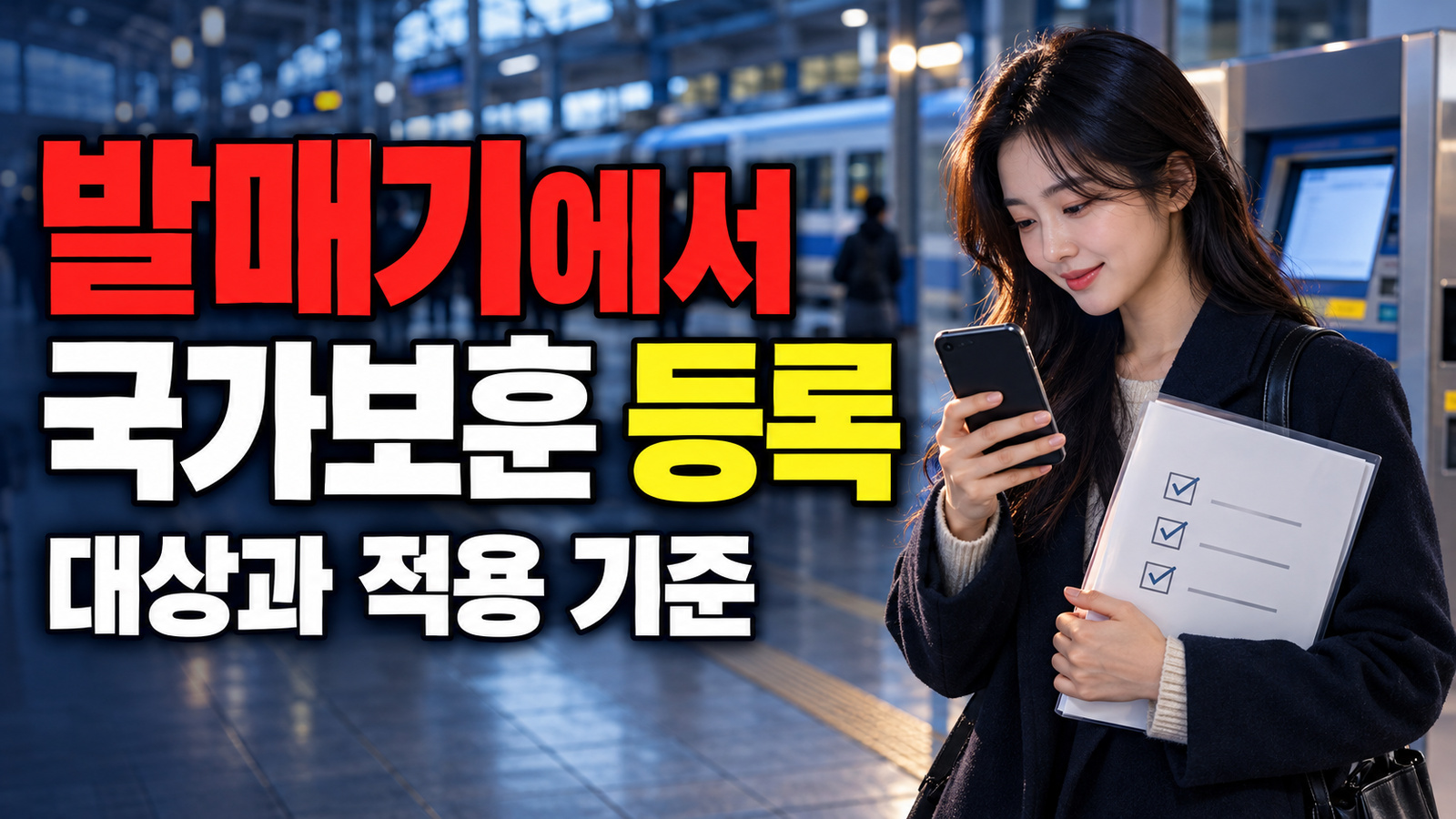 발매기에서 국가보훈등록증 인식 후 발급, 보훈보상대상자 도시철도 이용 절차 관련 핵심 정보를 상징적으로 보여주는 썸네일 이미지