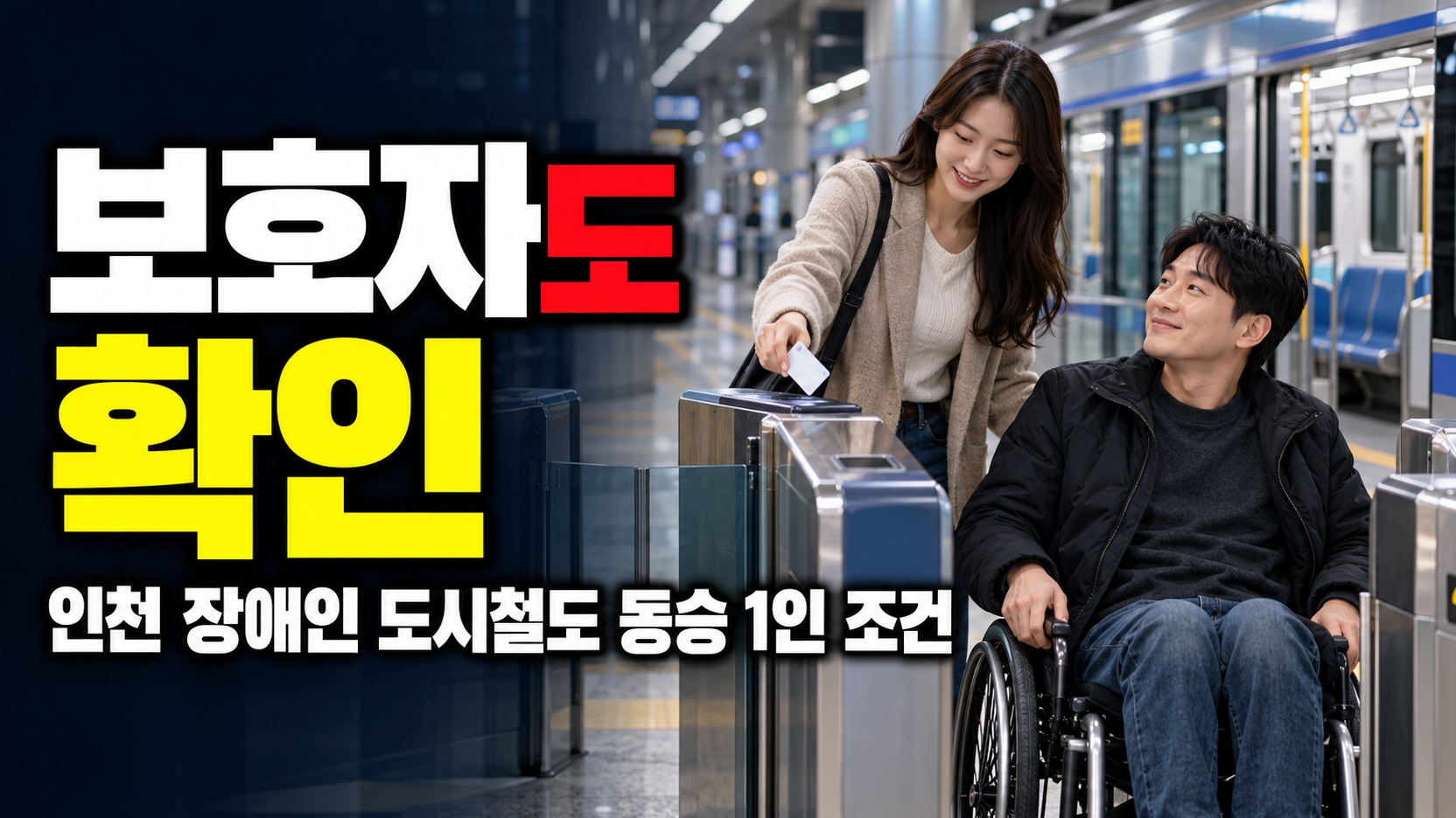보호자도 무료일까? 인천 장애인 도시철도 동승 1인 대상 조건 관련 핵심 정보를 상징적으로 보여주는 썸네일 이미지