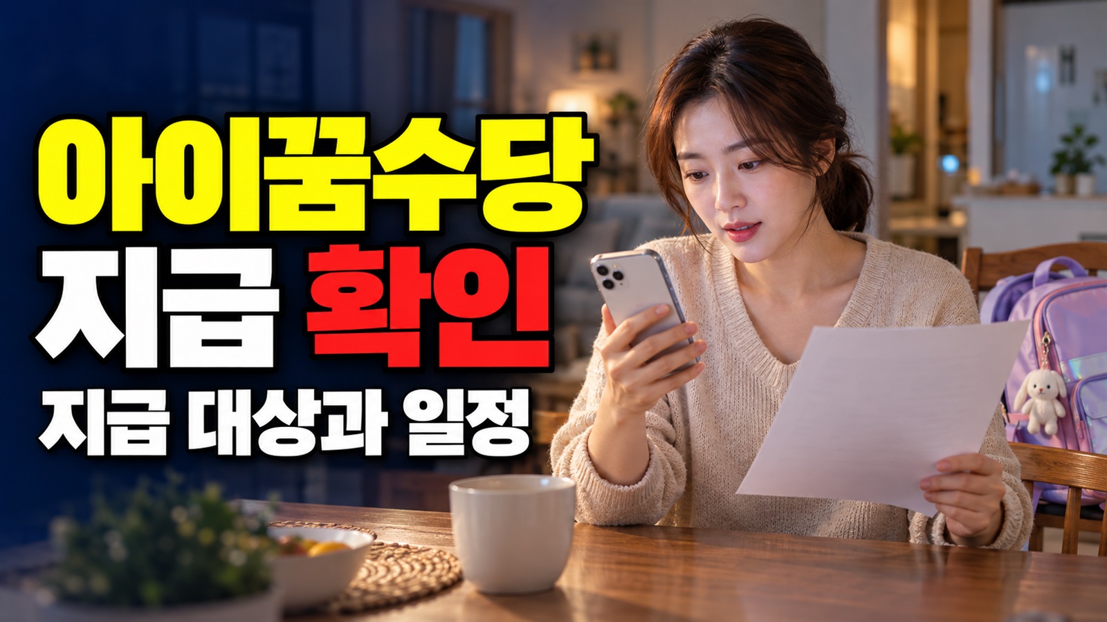 아이 꿈 수당 지급 관련 핵심 정보를 상징적으로 보여주는 썸네일 이미지