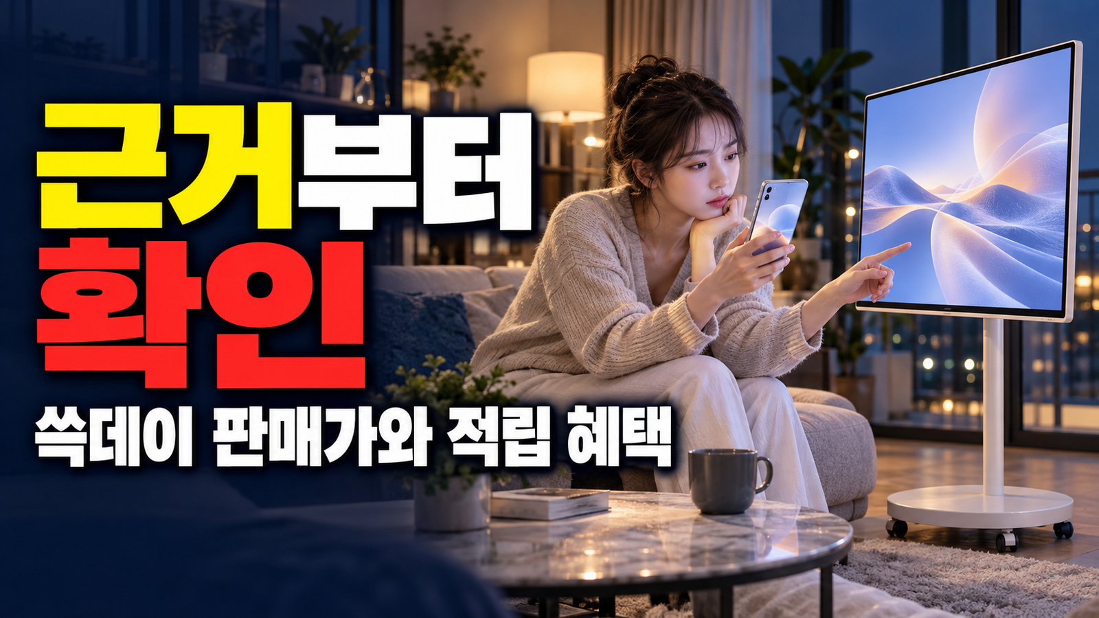 59만9000원 근거부터 점검: 쓱데이 포터블 스크린 판매가와 적립 혜택 관련 핵심 정보를 상징적으로 보여주는 썸네일 이미지