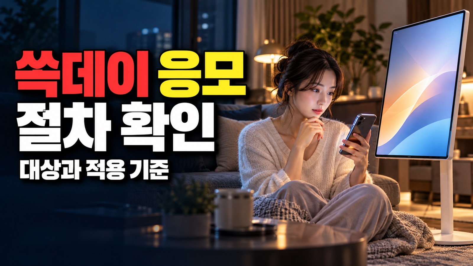 결제 전에 응모해야 할까? 쓱데이 포터블 스크린 참여 절차 점검 관련 핵심 정보를 상징적으로 보여주는 썸네일 이미지