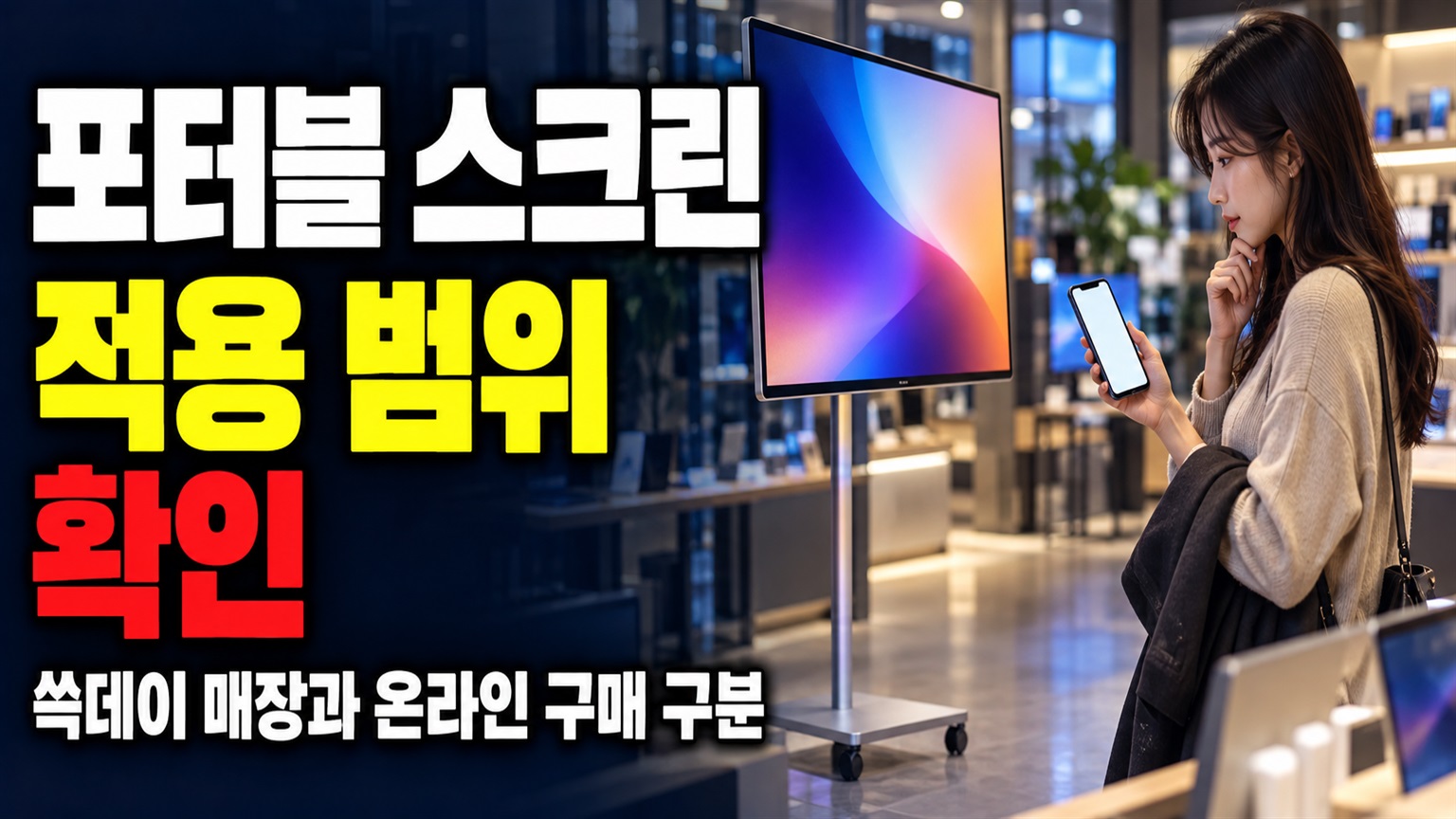 매장과 온라인 구매 구분, 포터블 스크린 쓱데이 적용 범위 살피기 관련 핵심 정보를 상징적으로 보여주는 썸네일 이미지