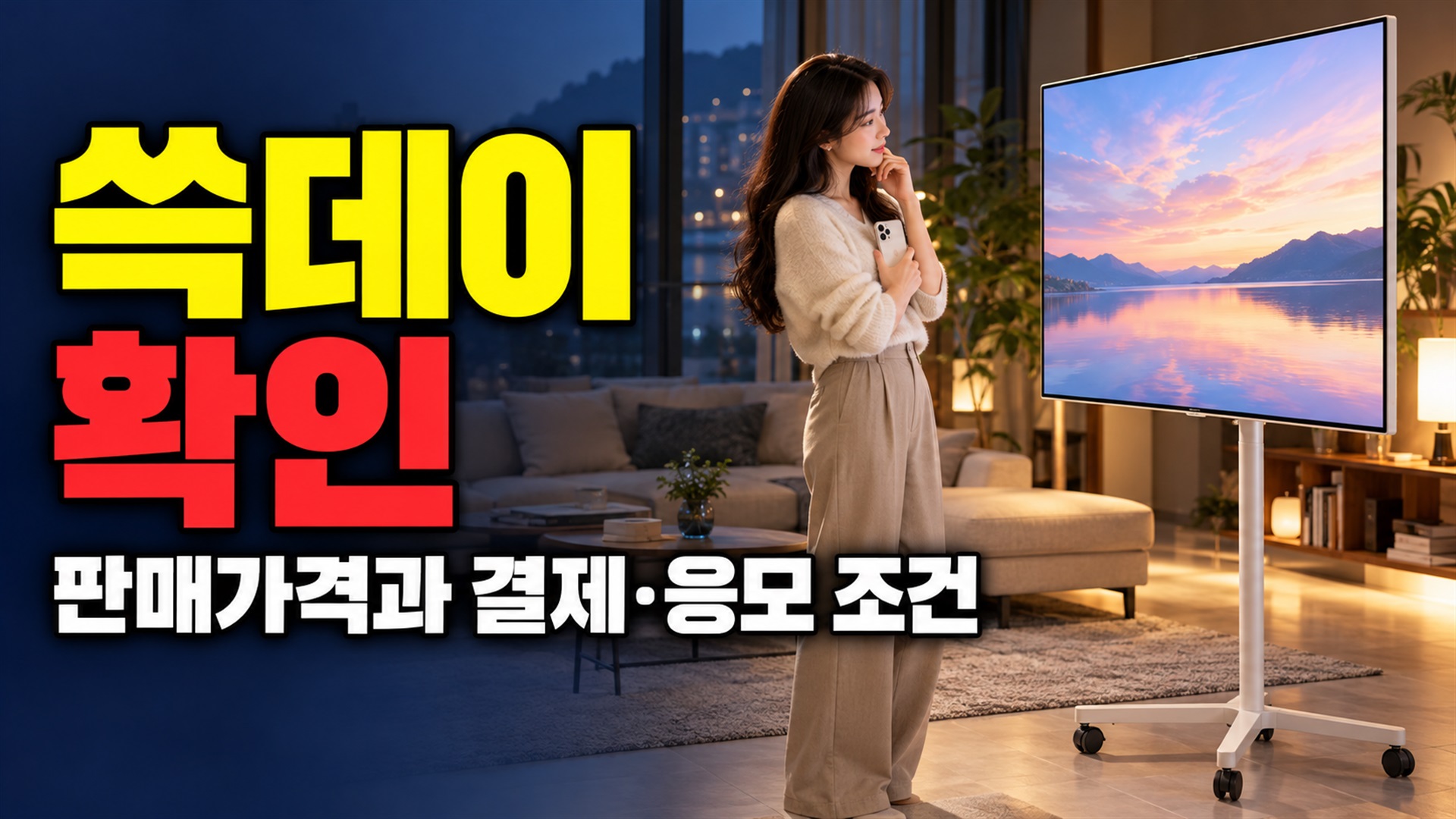 쓱데이 포터블 스크린, 구매 전 살펴볼 판매가격·결제·응모 조건 관련 핵심 정보를 상징적으로 보여주는 썸네일 이미지