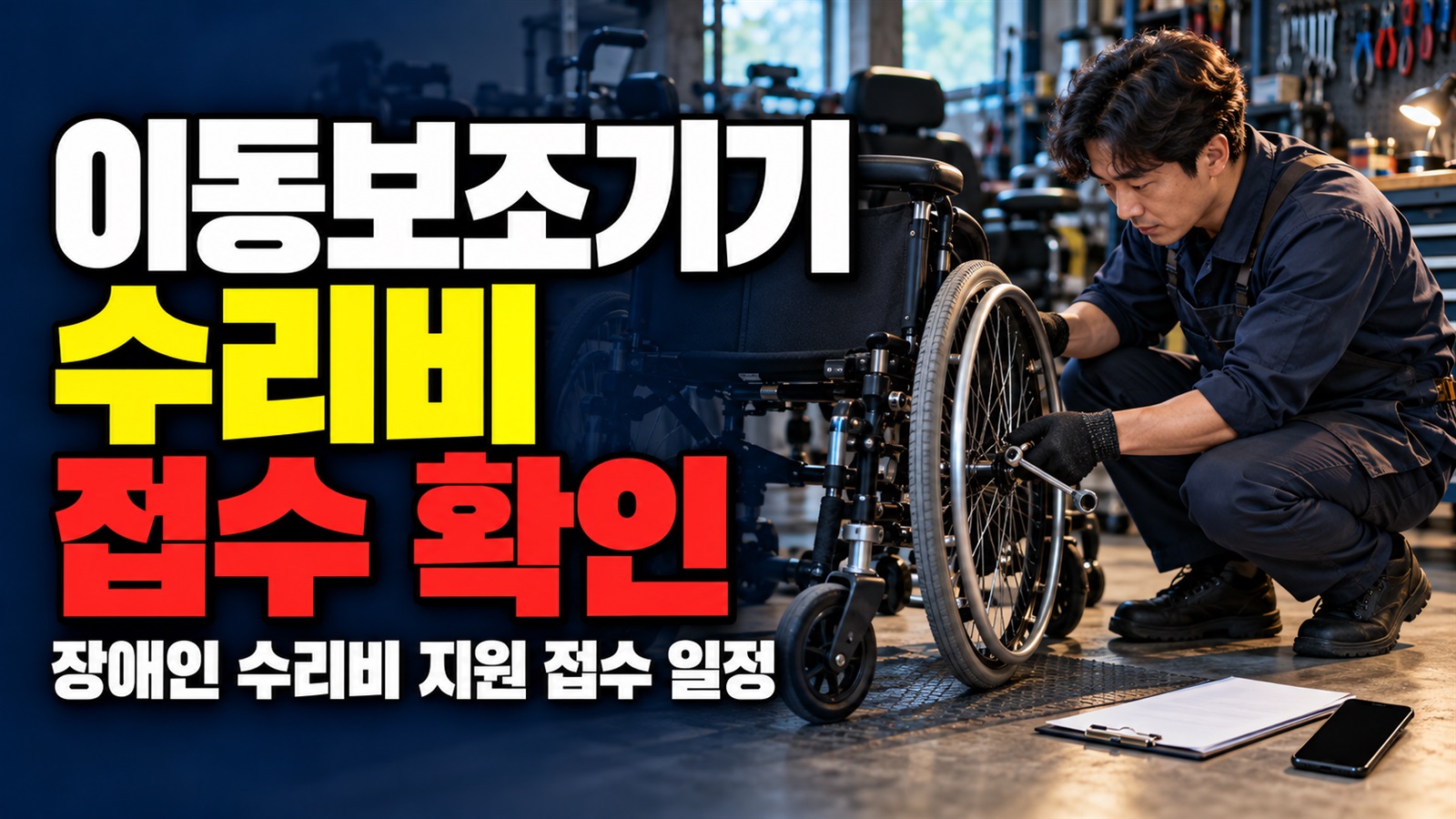올해 공고를 찾았다면, 장애인 이동보조기기 수리비 지원 접수 일정 읽는 법 관련 핵심 정보를 상징적으로 보여주는 썸네일 이미지