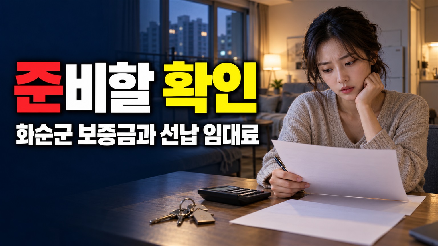 월세 외에 준비할 돈, 화순군 청년하우스 보증금과 선납 임대료 관련 핵심 정보를 상징적으로 보여주는 썸네일 이미지