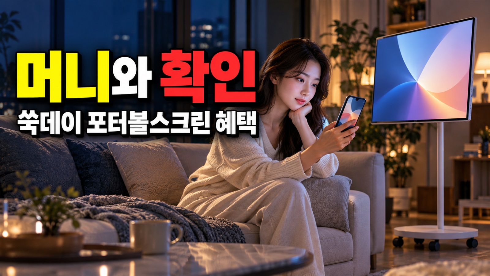 e머니와 네이버페이 포인트, 쓱데이 포터블스크린 혜택 구분 관련 핵심 정보를 상징적으로 보여주는 썸네일 이미지