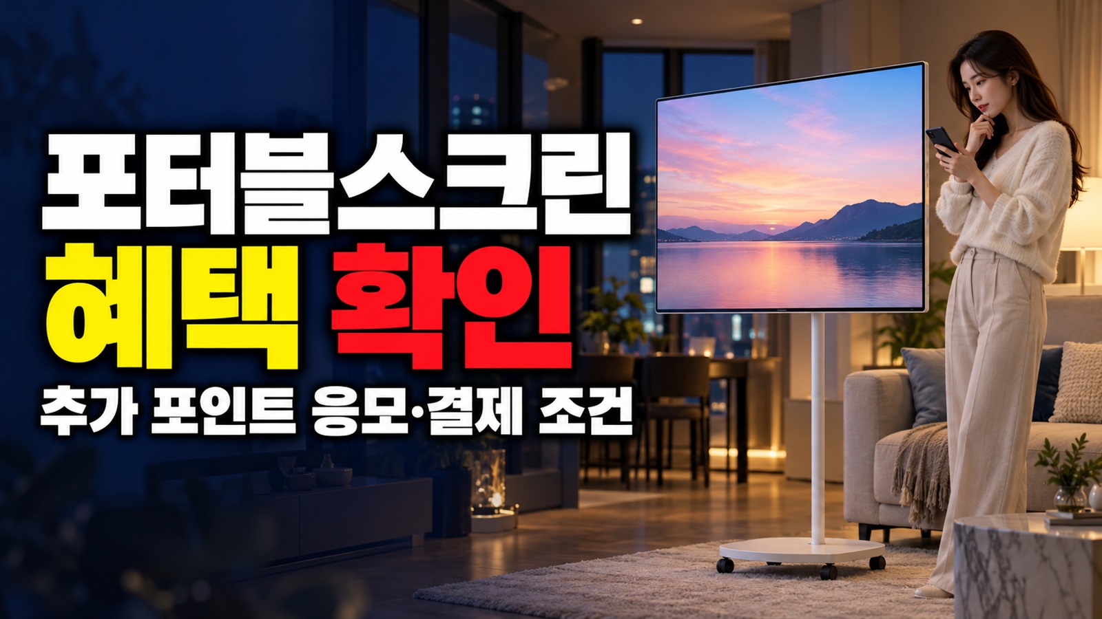 쓱데이 포터블스크린 59만9000원, 추가 포인트 받으려면 응모·결제 조건 확인 관련 핵심 정보를 상징적으로 보여주는 썸네일 이미지